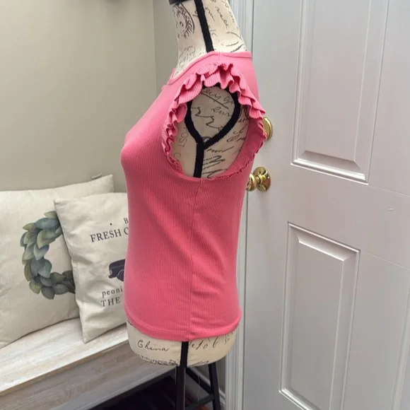 EUC Bundle of 2 J. Crew Ruffle sleeveless top in brown and pink both in small! - Picture 8 of 10